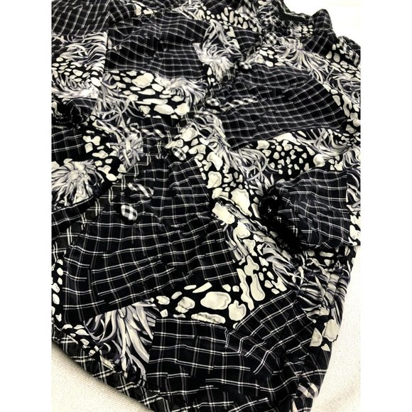 Koos Of Course Silk Jacket Blazer Size Small Black White Print Button Floral - Picture 2 of 10